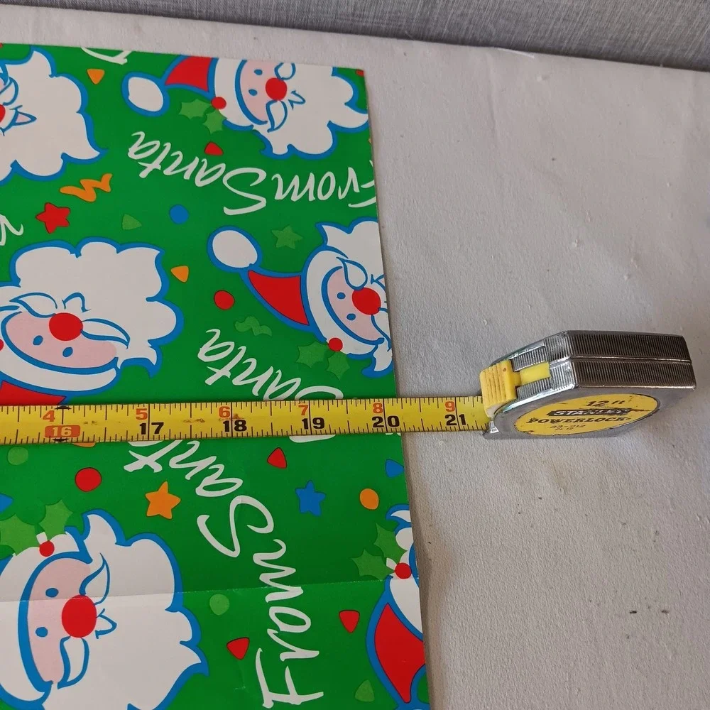 Current Vintage Santa Merry Gift Wrapping Paper‎ 80s Christmas Holiday Ribbon